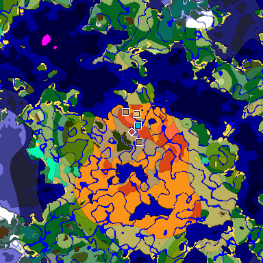 Predicted biome map of Java 26.3 seed 242325207424142917 around estimated spawn