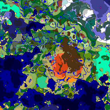 Predicted biome map of Java 26.3 seed -761262918033458757 around estimated spawn