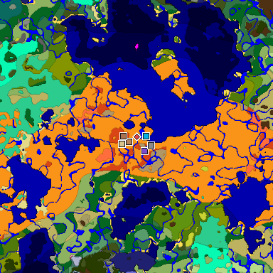Predicted biome map of Java 26.3 seed 4614738234551096280 around estimated spawn