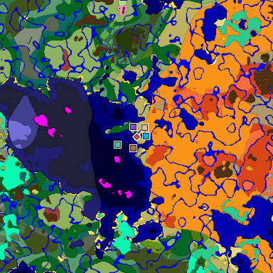 Predicted biome map of Java 26.3 seed -5202308038843768594 around estimated spawn