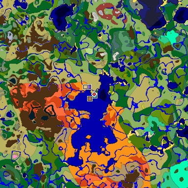 Predicted biome map of Java 26.3 seed 4320119899306966116 around estimated spawn
