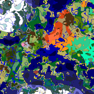 Predicted biome map of Java 26.3 seed 3651019137430827299 around estimated spawn