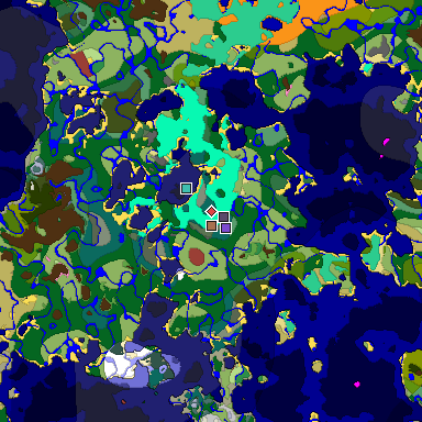 Predicted biome map of Java 26.3 seed 2303008967160560631 around estimated spawn