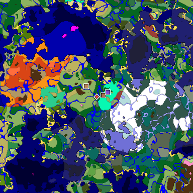 Predicted biome map of Java 26.3 seed 3513409626145833883 around estimated spawn