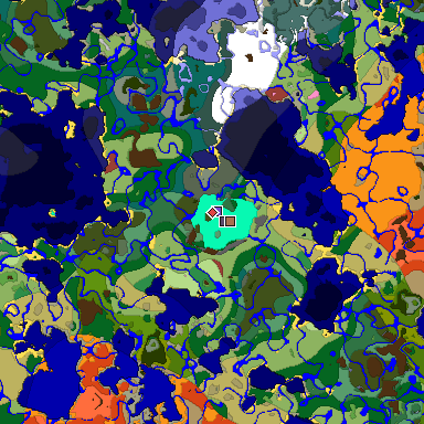 Predicted biome map of Java 26.3 seed -3766082454737529039 around estimated spawn