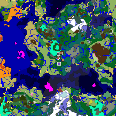 Predicted biome map of Java 26.3 seed 5279295098012028964 around estimated spawn