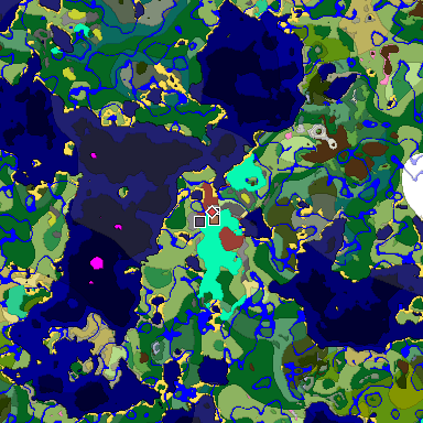 Predicted biome map of Java 26.3 seed 8008474207719720301 around estimated spawn