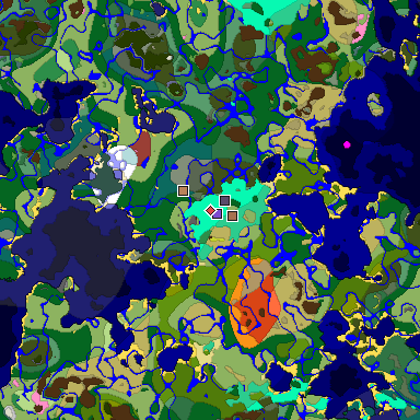 Predicted biome map of Java 26.3 seed -6678614254712000271 around estimated spawn