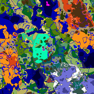 Predicted biome map of Java 26.3 seed 83681645990890804 around estimated spawn