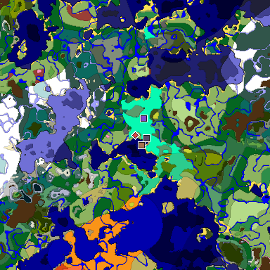 Predicted biome map of Java 26.3 seed 7927076772038720071 around estimated spawn