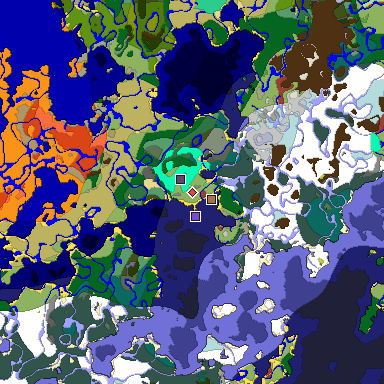Predicted biome map of Java 26.3 seed 6956048828129646208 around estimated spawn