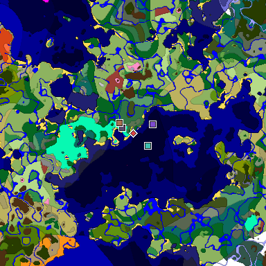 Predicted biome map of Java 26.3 seed 5300042370501584747 around estimated spawn