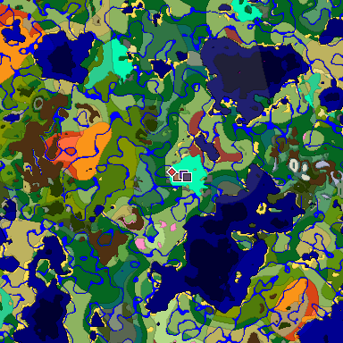 Predicted biome map of Java 26.3 seed -9027592649358245128 around estimated spawn