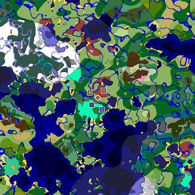 Predicted biome map of Java 26.3 seed 1996157235621464155 around estimated spawn