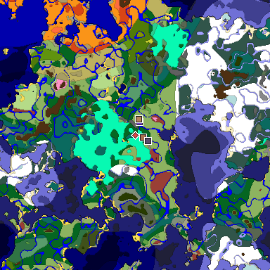 Predicted biome map of Java 26.3 seed -2460642980955677404 around estimated spawn