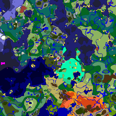 Predicted biome map of Java 26.3 seed -5030552601097920956 around estimated spawn