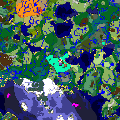 Predicted biome map of Java 26.3 seed -6530582137206621611 around estimated spawn