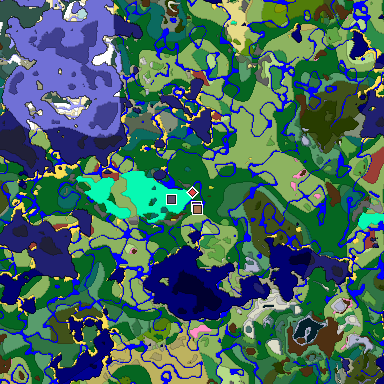 Predicted biome map of Java 26.3 seed -1892255290036894013 around estimated spawn