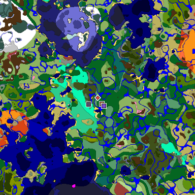 Predicted biome map of Java 26.3 seed 5709773973783484578 around estimated spawn