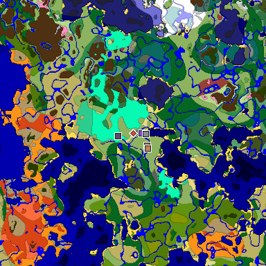 Predicted biome map of Java 26.3 seed -2114402153827229740 around estimated spawn