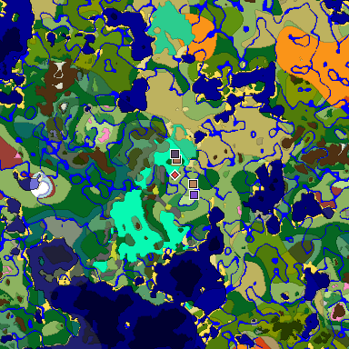 Predicted biome map of Java 26.3 seed 8794687775361508358 around estimated spawn
