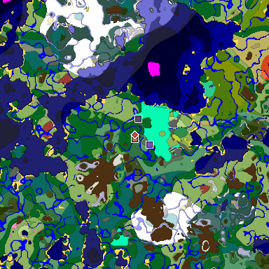Predicted biome map of Java 26.3 seed -2430383397703908775 around estimated spawn