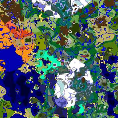Predicted biome map of Java 26.3 seed 8545784916901409210 around estimated spawn