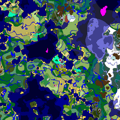 Predicted biome map of Java 26.3 seed -1738907961492780169 around estimated spawn