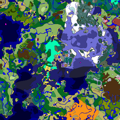 Predicted biome map of Java 26.3 seed -1673551951890478615 around estimated spawn