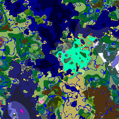 Predicted biome map of Java 26.3 seed -2166777990747812864 around estimated spawn