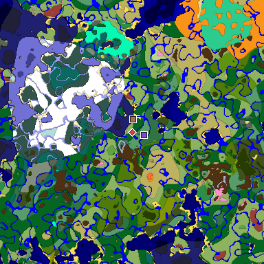 Predicted biome map of Java 26.3 seed 5365230106430943639 around estimated spawn