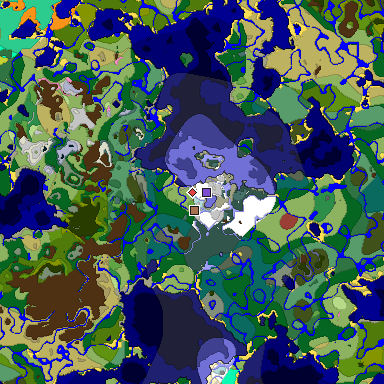 Predicted biome map of Java 26.3 seed 9169410524140232862 around estimated spawn