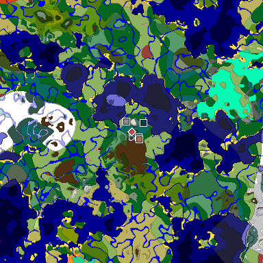 Predicted biome map of Java 26.3 seed -5265120744470820110 around estimated spawn