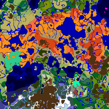 Predicted biome map of Java 26.3 seed 4328892725402108464 around estimated spawn