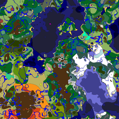 Predicted biome map of Java 26.3 seed -1052332814980047996 around estimated spawn