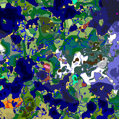 Predicted biome map of Java 26.3 seed -6564793090864304745 around estimated spawn