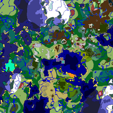 Predicted biome map of Java 26.3 seed 3607280268827944963 around estimated spawn
