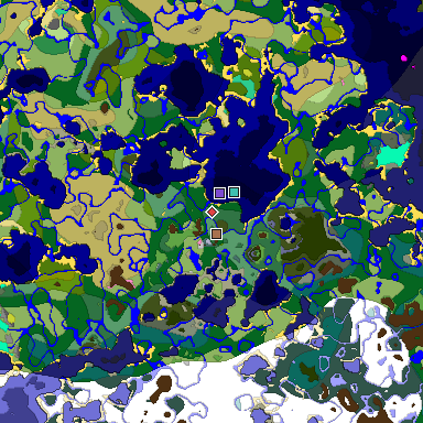 Predicted biome map of Java 26.3 seed 7257193629907707136 around estimated spawn