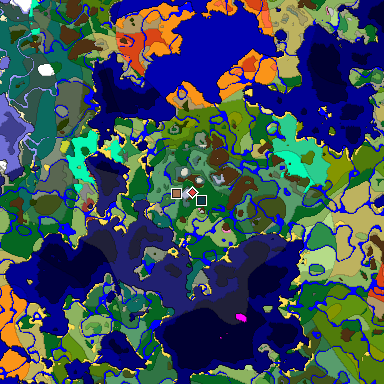 Predicted biome map of Java 26.3 seed 541212697090951805 around estimated spawn