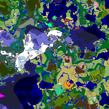 Predicted biome map of Java 26.3 seed -315037056064065405 around estimated spawn
