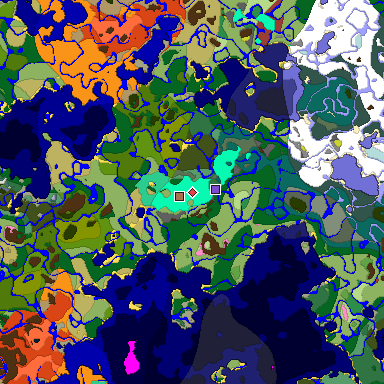 Predicted biome map of Java 26.3 seed 7326841794090376643 around estimated spawn