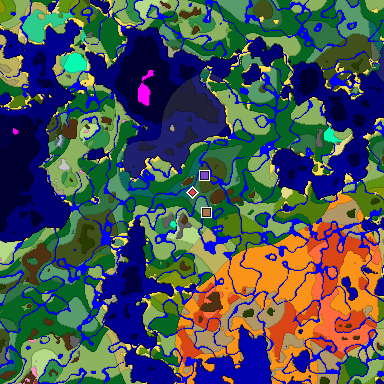 Predicted biome map of Java 26.3 seed 4637579056029038592 around estimated spawn