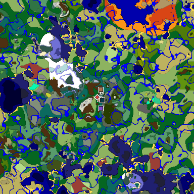 Predicted biome map of Java 26.3 seed 312879451492035313 around estimated spawn