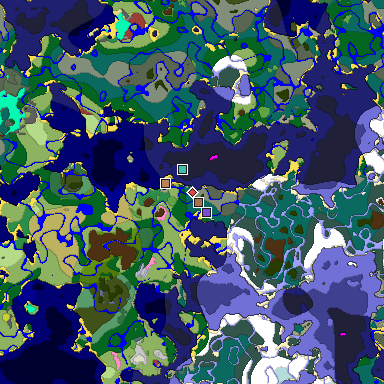 Predicted biome map of Java 26.3 seed 2804453340628551048 around estimated spawn