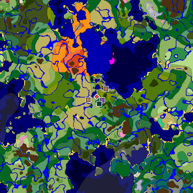 Predicted biome map of Java 26.3 seed -7139378912377650099 around estimated spawn