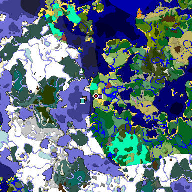 Predicted biome map of Java 26.3 seed 2991063767593761871 around estimated spawn