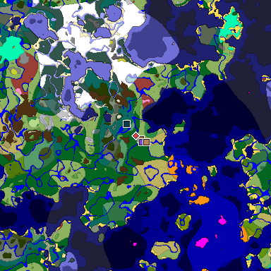 Predicted biome map of Java 26.3 seed 4223499229942050137 around estimated spawn