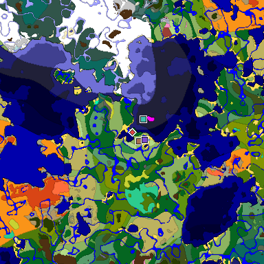 Predicted biome map of Java 26.3 seed 3549292286653366566 around estimated spawn