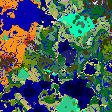 Predicted biome map of Java 26.3 seed -5468148162676389093 around estimated spawn