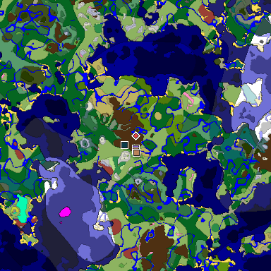 Predicted biome map of Java 26.3 seed -8557325949239392986 around estimated spawn